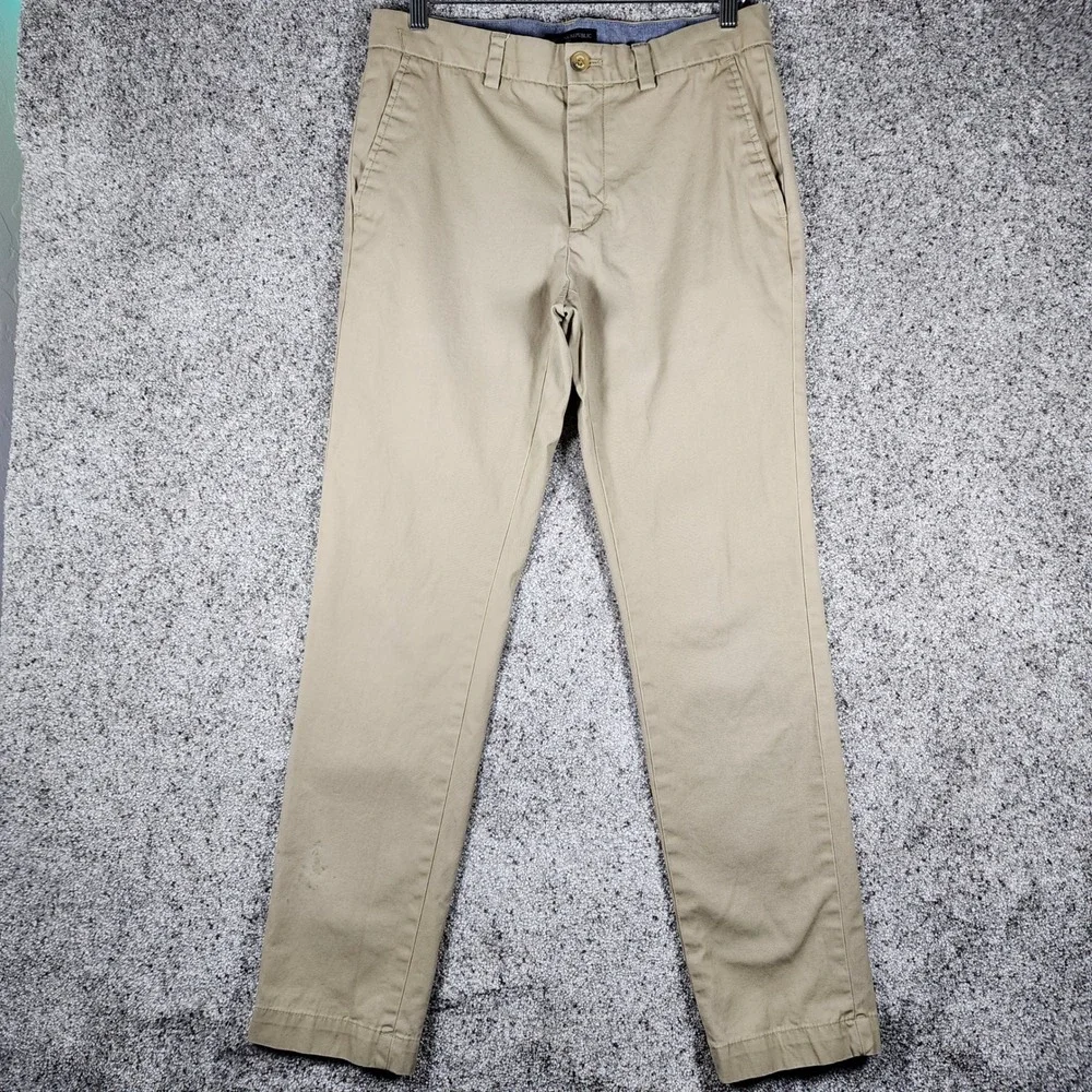 Banana Republic Aiden Chino Pants Mens 30x32 Tan Khaki Slim Fit Cotton Good